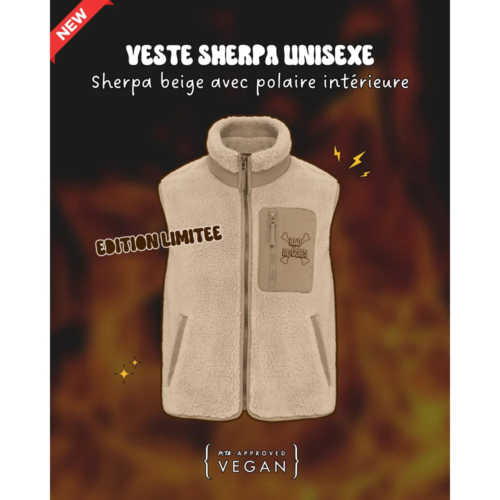 Sherpa Sans Manches Bad Doggies ⚡ - Beige / XXS Veste