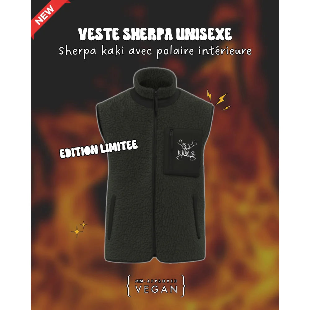 Veste Sherpa Sans Manches Bad Doggies ⚡ - Kaki / XXS Veste