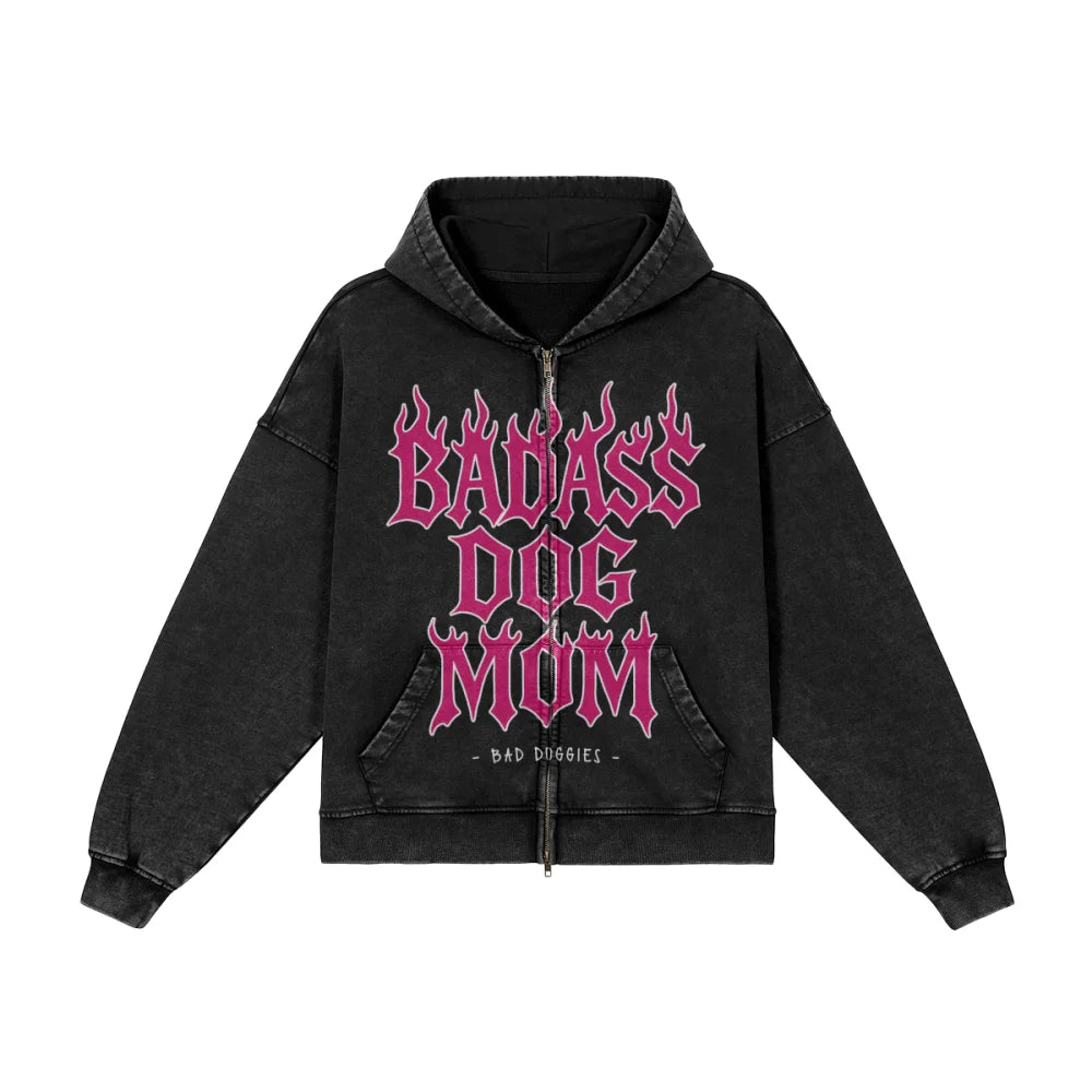 Veste Zippée Oversized - BADASS DOG MOM 💜 - Veste Zippée