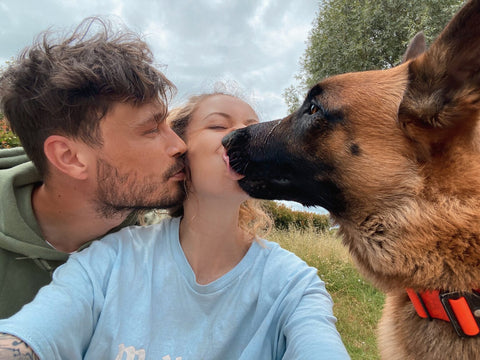 malinois kisses and hug