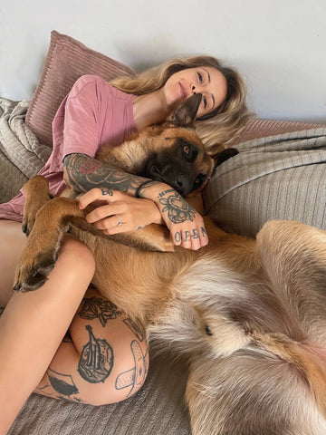 malinois with a woman