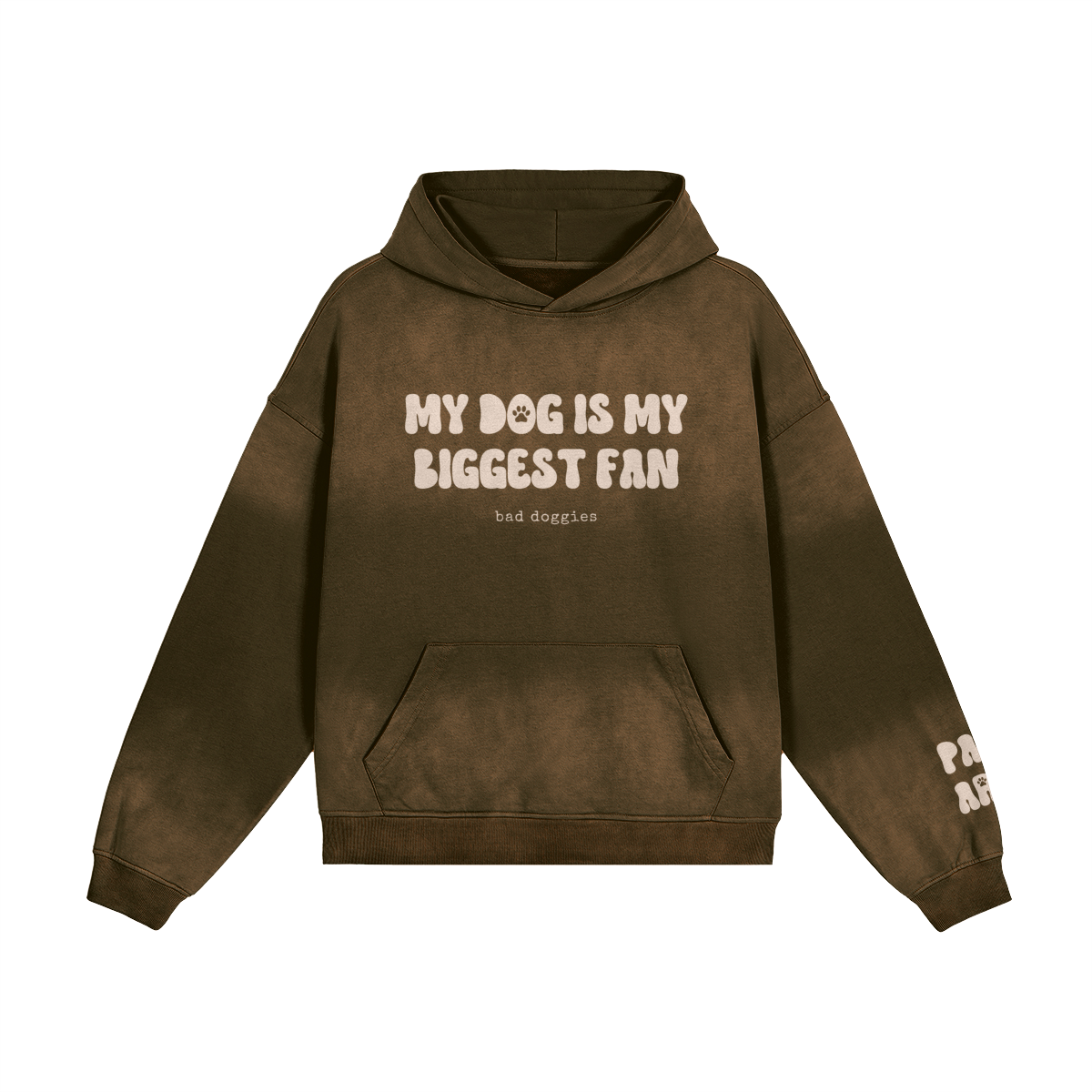 Hoodie Oversize Délavé - MY DOG IS MY BIGGEST FAN 🐾 (𝑚𝑎𝑛𝑐ℎ𝑒 𝑎̀ 𝑝𝑒𝑟𝑠𝑜𝑛𝑛𝑎𝑙𝑖𝑠𝑒𝑟)