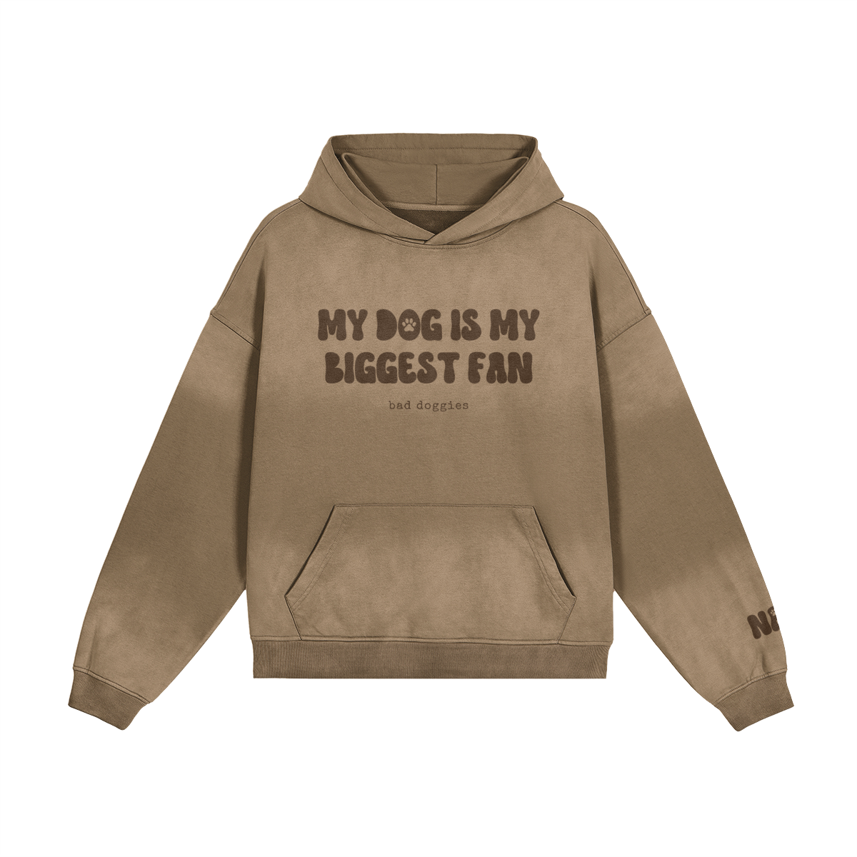 Hoodie Oversize Délavé - MY DOG IS MY BIGGEST FAN 🐾 (𝑚𝑎𝑛𝑐ℎ𝑒 𝑎̀ 𝑝𝑒𝑟𝑠𝑜𝑛𝑛𝑎𝑙𝑖𝑠𝑒𝑟)