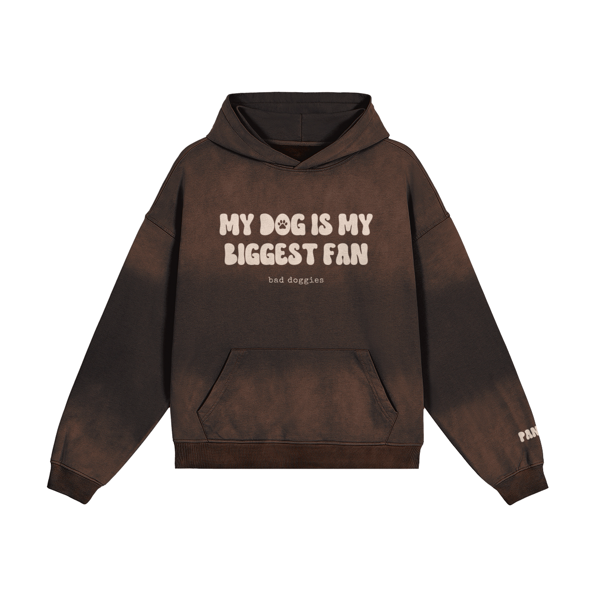 Hoodie Oversize Délavé - MY DOG IS MY BIGGEST FAN 🐾 (𝑚𝑎𝑛𝑐ℎ𝑒 𝑎̀ 𝑝𝑒𝑟𝑠𝑜𝑛𝑛𝑎𝑙𝑖𝑠𝑒𝑟)