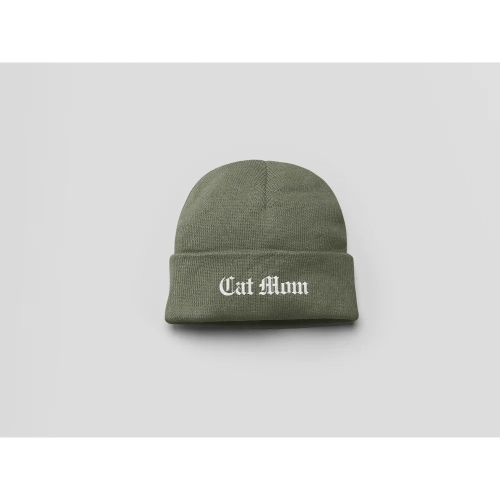 Bonnets Brodés - 𝕮𝖆𝖙 𝕸𝖔𝖒 / 𝕮𝖆𝖙 𝕯𝖆𝖉 ✨ - Cat Mom / Olive