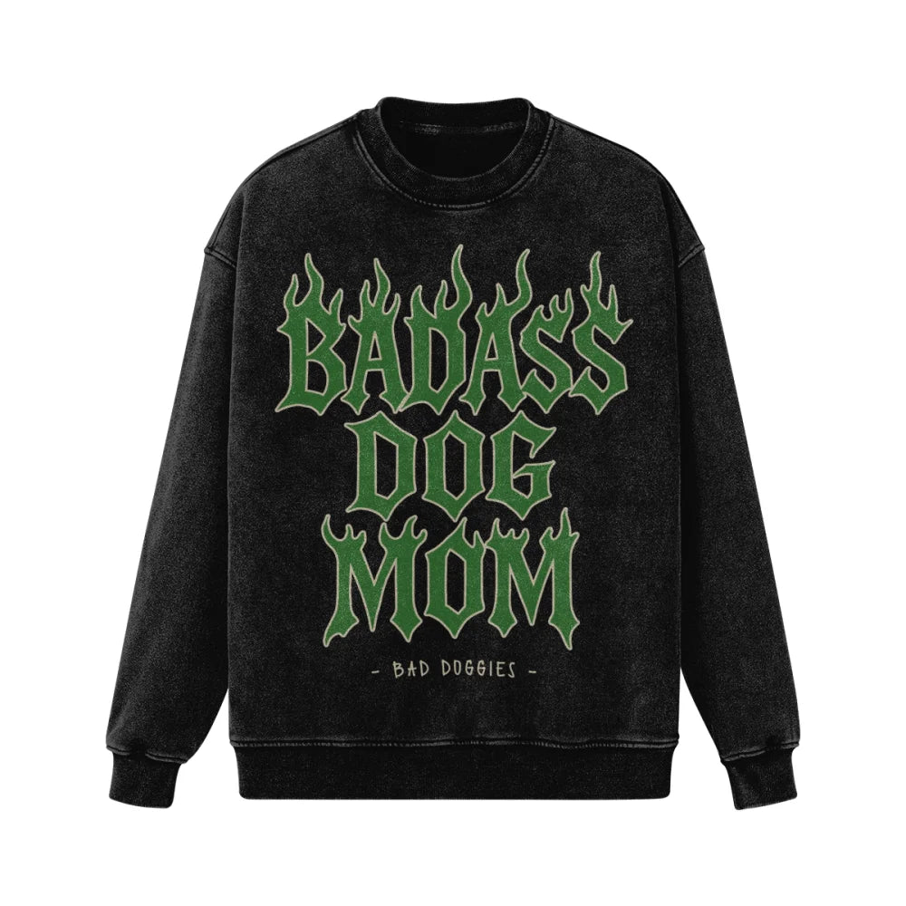 Crewneck Ultra Oversized - BADASS DOG MOM 🔥 - Vert / S