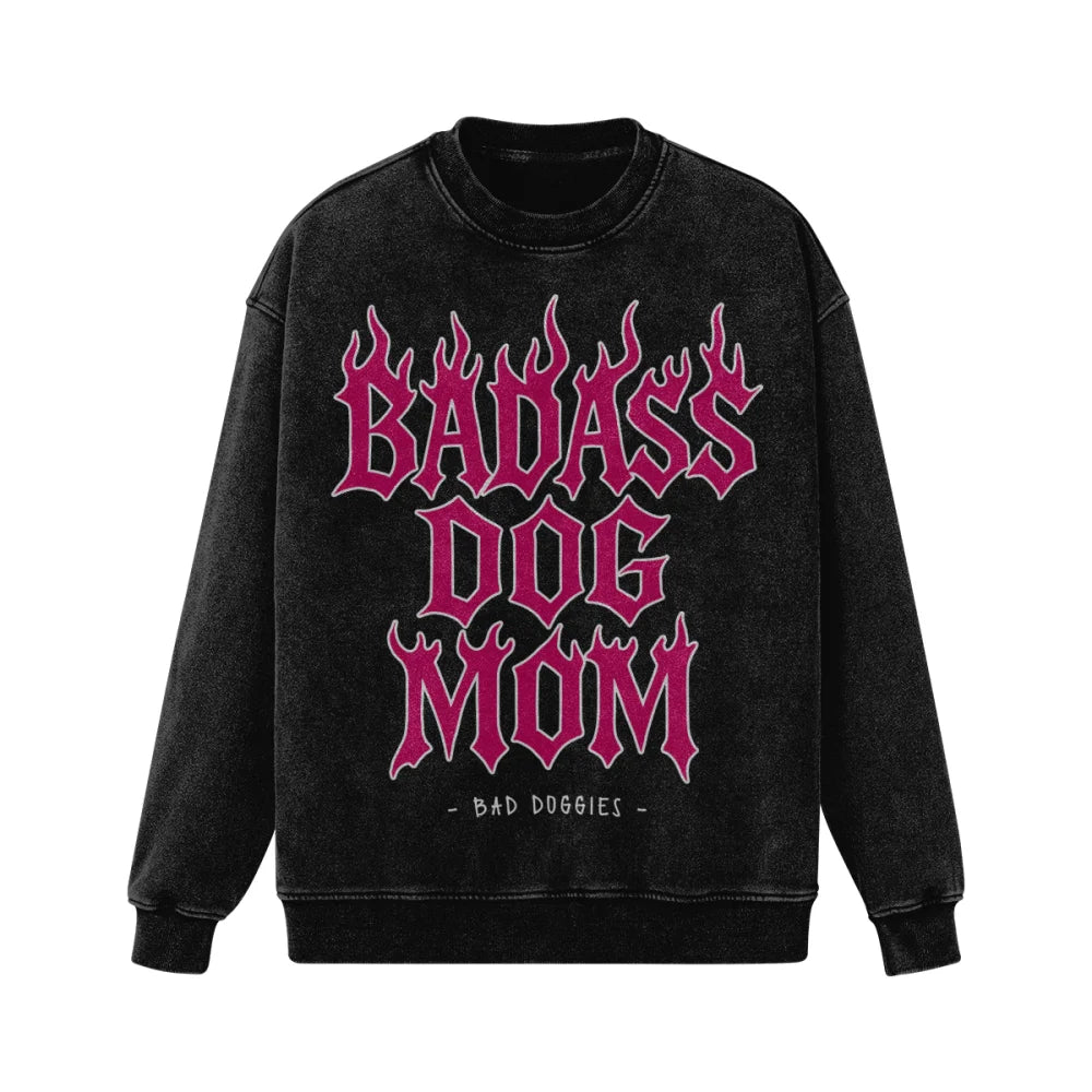 Crewneck Ultra Oversized - BADASS DOG MOM 🔥 - Rose / S