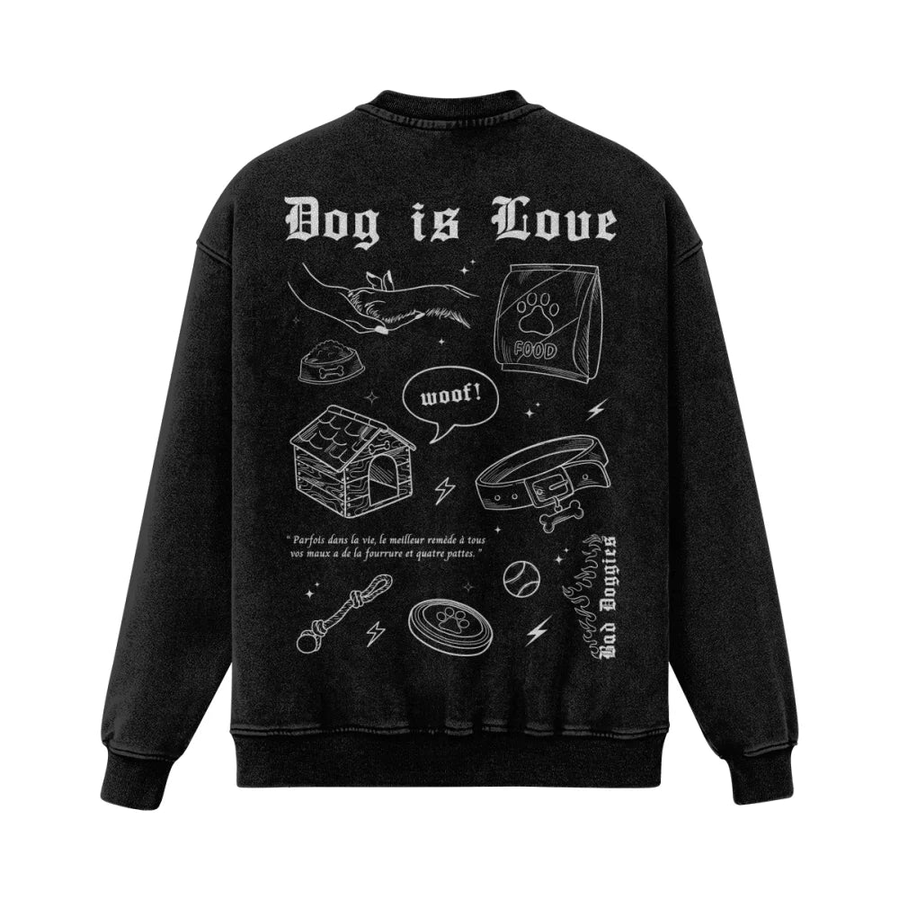 Crewneck Ultra Oversized - DOG IS LOVE. 💞⚡ - S / Blanc