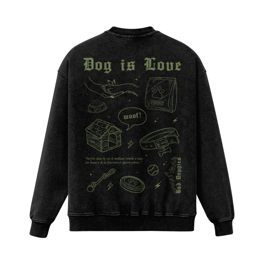 Crewneck Ultra Oversized - DOG IS LOVE. 💞⚡ - S / Vert