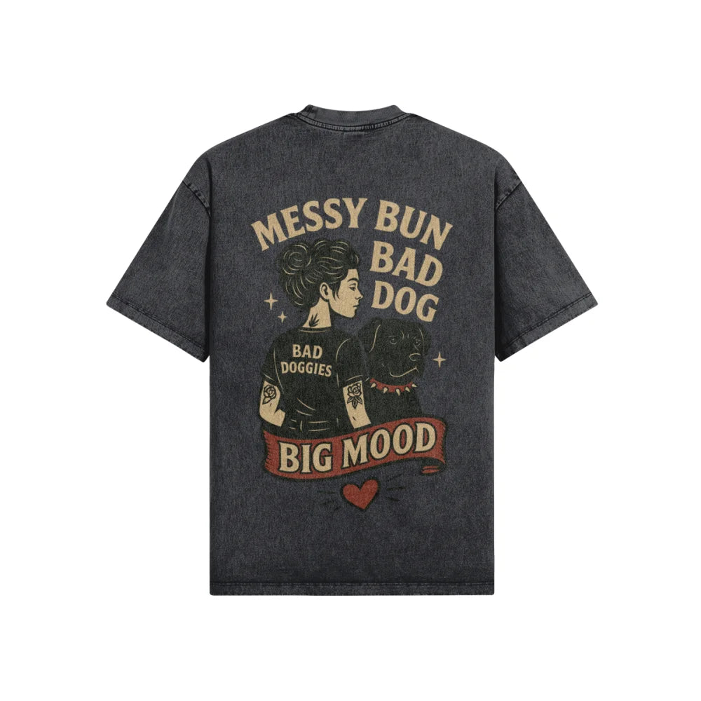 Perso Pauline 💛 XS / Noir Denim T shirt Oversize MESSY BUN