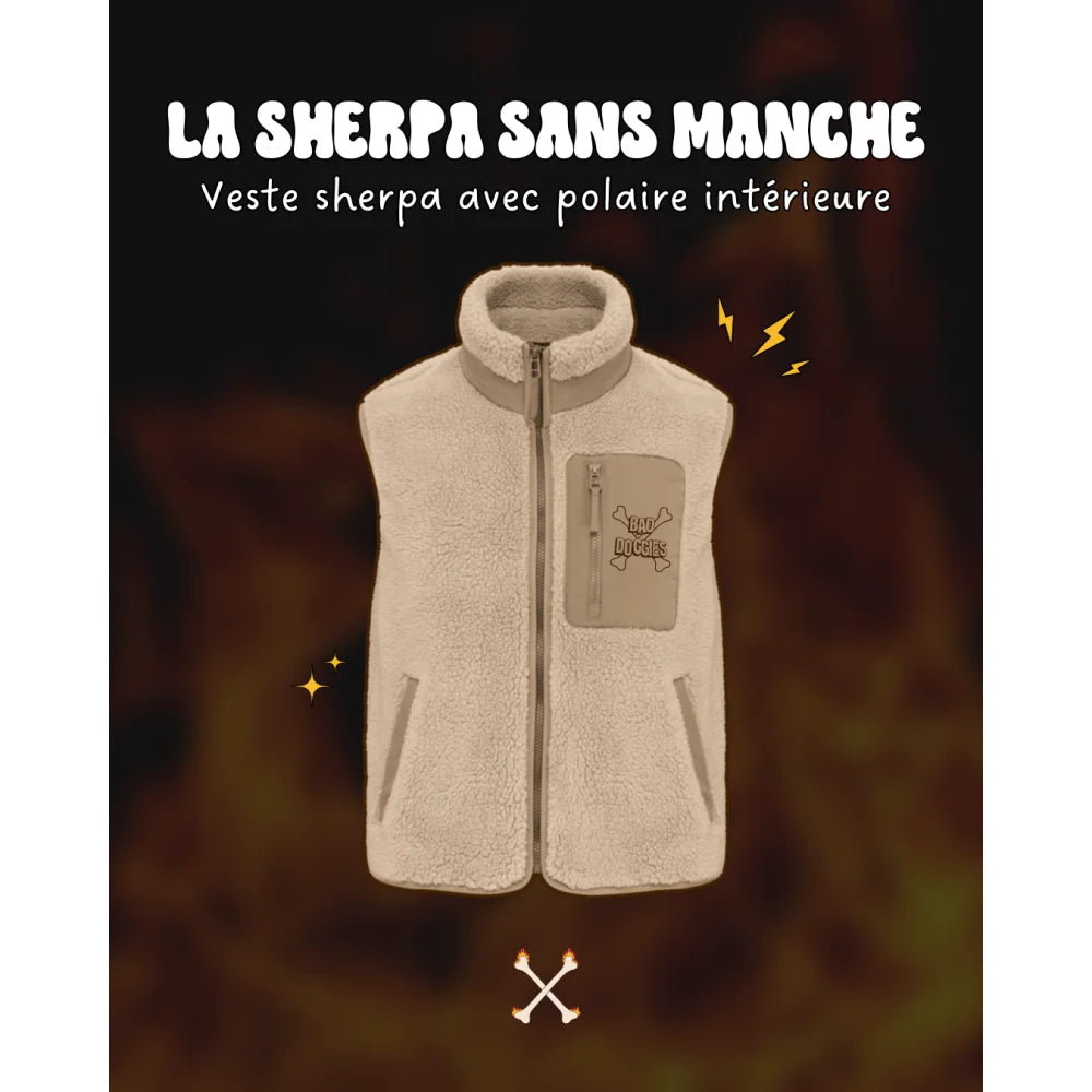 Sherpa Sans Manches Bad Doggies ⚡ - Beige / XXS Veste