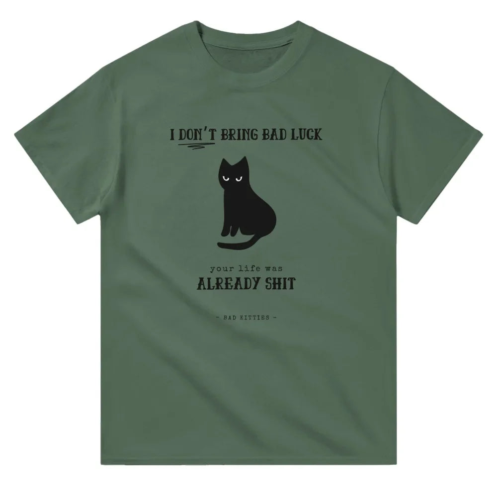 T-shirt BLACK CAT 🖤 - 𝔅𝔞𝔡 𝔎𝔦𝔱𝔱𝔦𝔢𝔰 - Military Green / S