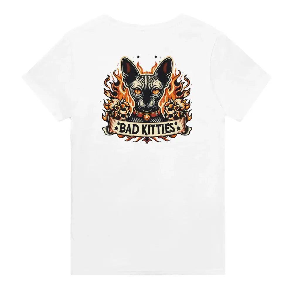T-shirt Burning Sphynx ❤️‍🔥 - 𝔅𝔞𝔡 𝔎𝔦𝔱𝔱𝔦𝔢𝔰 - White