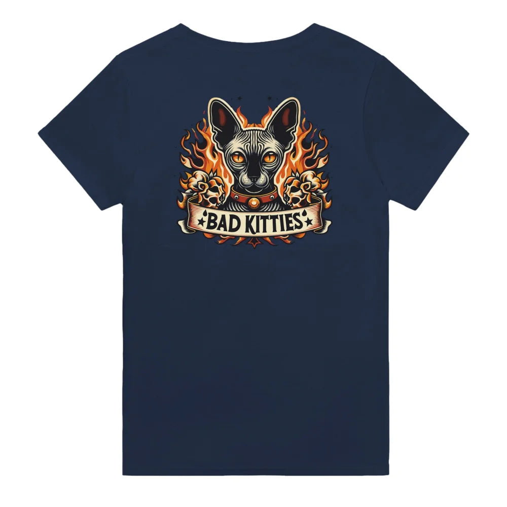 T-shirt Burning Sphynx ❤️‍🔥 - 𝔅𝔞𝔡 𝔎𝔦𝔱𝔱𝔦𝔢𝔰 - Navy / S