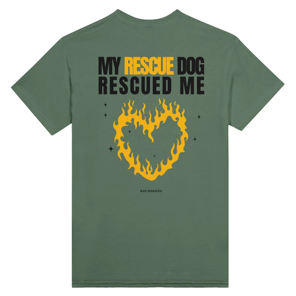 T-shirt My Rescue Dog Rescued Me - Military Green / S