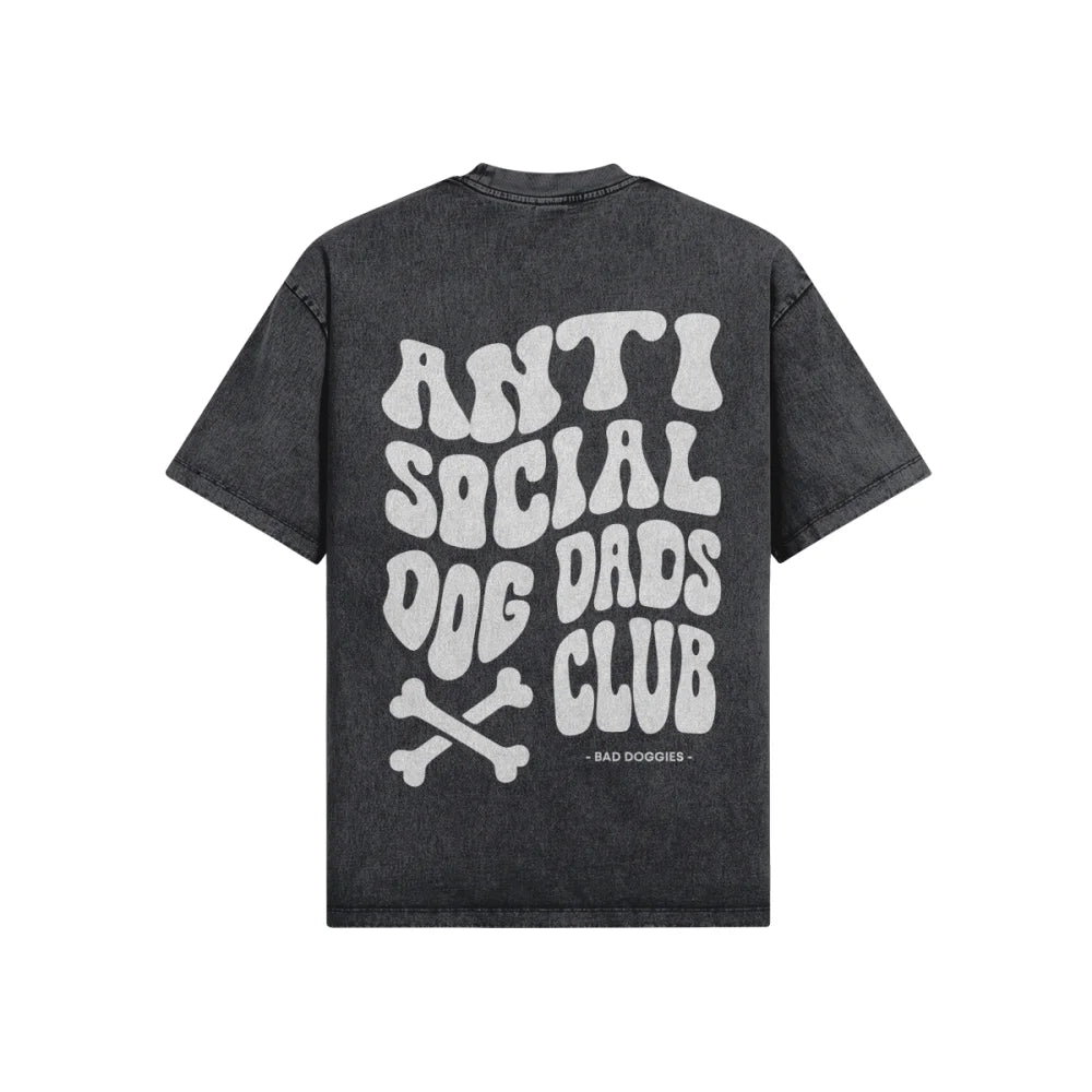 T-shirt Oversized - Anti Social Dog Dads Club 🦴 - XS / Noir