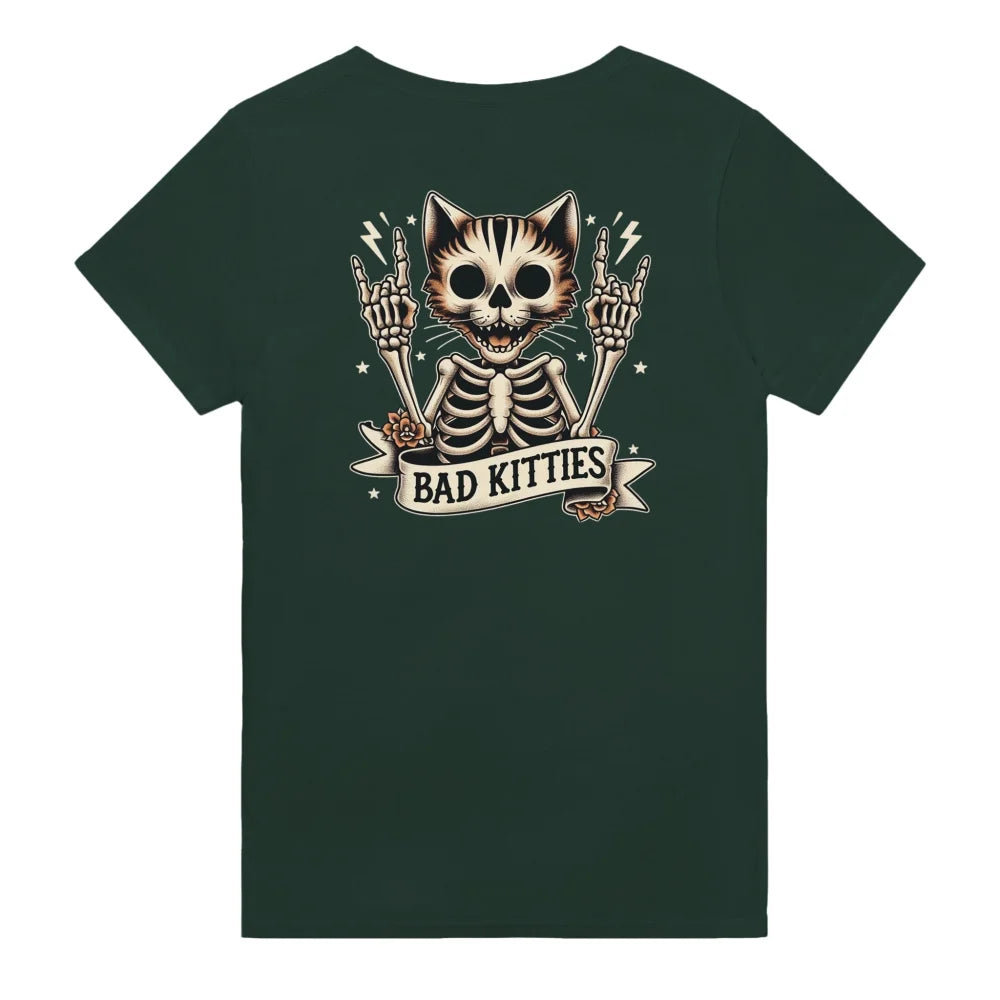 T-shirt Rock’n’Cat 🤘 - 𝔅𝔞𝔡 𝔎𝔦𝔱𝔱𝔦𝔢𝔰 - Forest Green / S