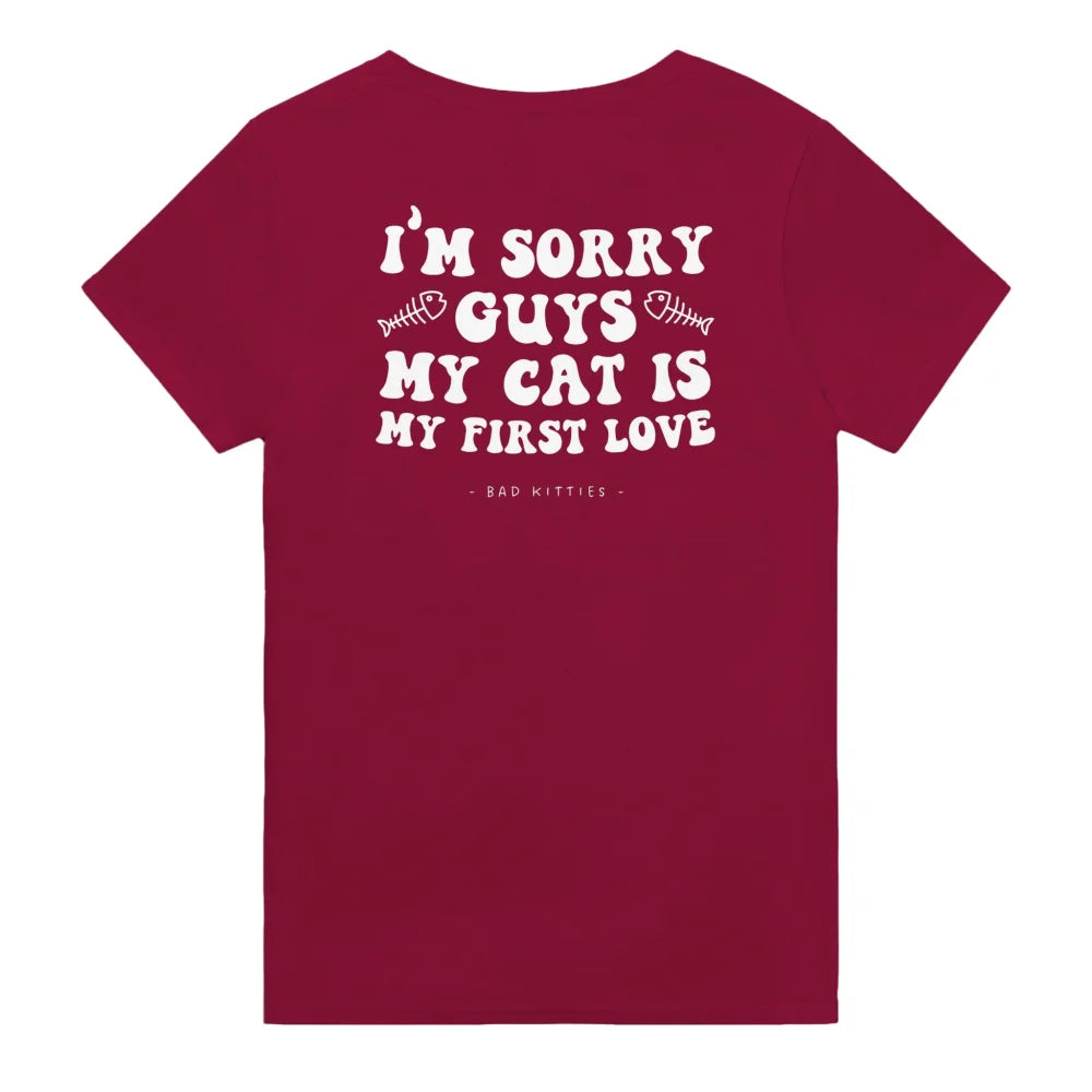 T-shirt Sorry Guys My Cat Is My First Love 💘 - Coquelicot