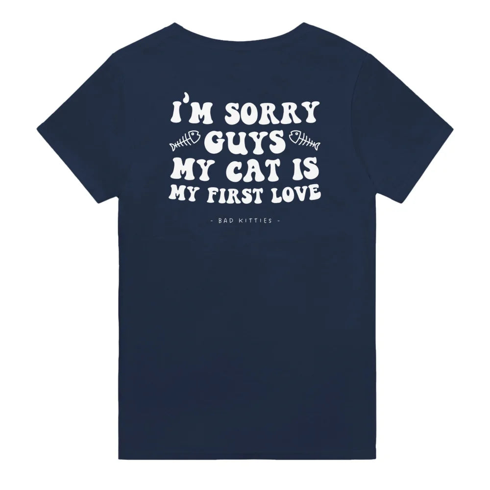 T-shirt Sorry Guys My Cat Is My First Love 💘 - Navy / S