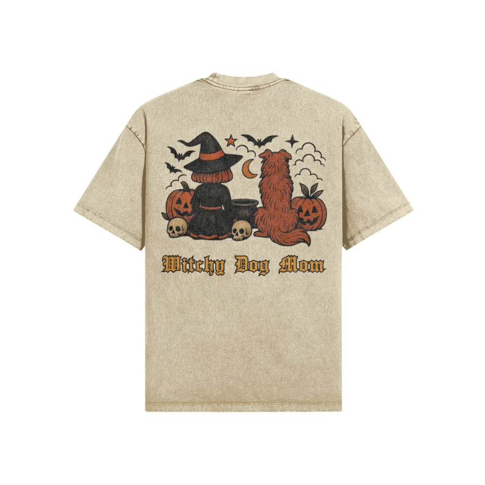 T-shirt Witchy Dog Mom 🎃 𝖆̀ 𝖕𝖊𝖗𝖘𝖔𝖓𝖓𝖆𝖑𝖎𝖘𝖊𝖗 - T-shirt Witchy