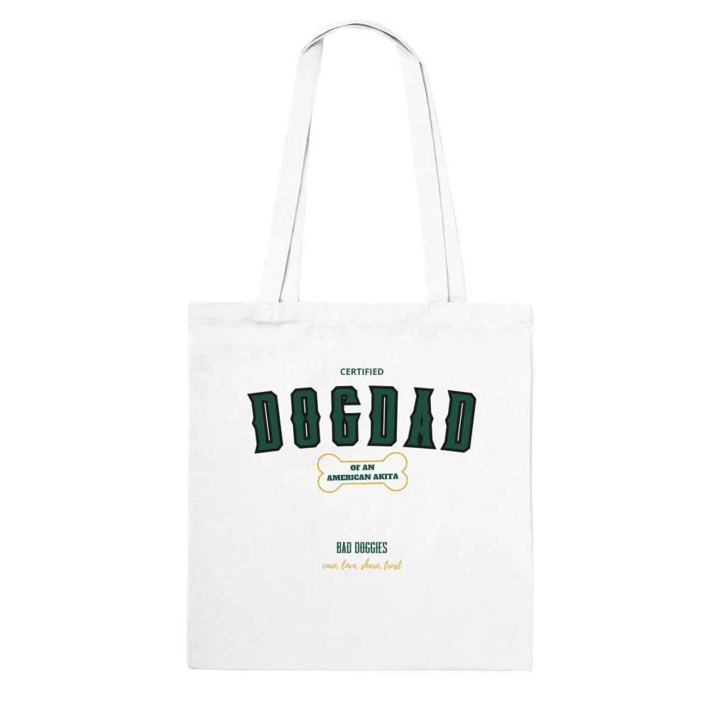 Tote Bag CERTIFIED DOGDAD CLUB 🎓 - American Akita - White