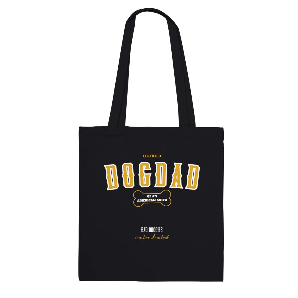 Tote Bag CERTIFIED DOGDAD CLUB 🎓 - American Akita - Black