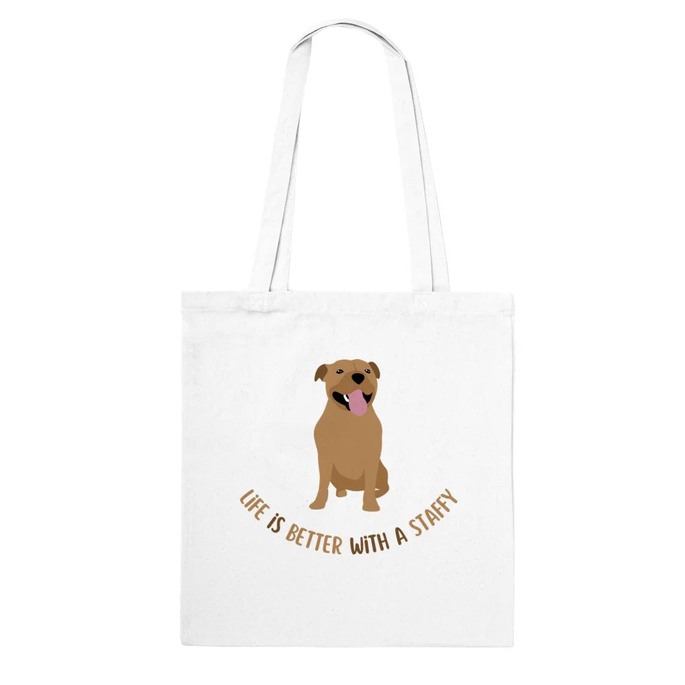 Tote Bag Life is Better - Staffy Fauve 🧡 - White