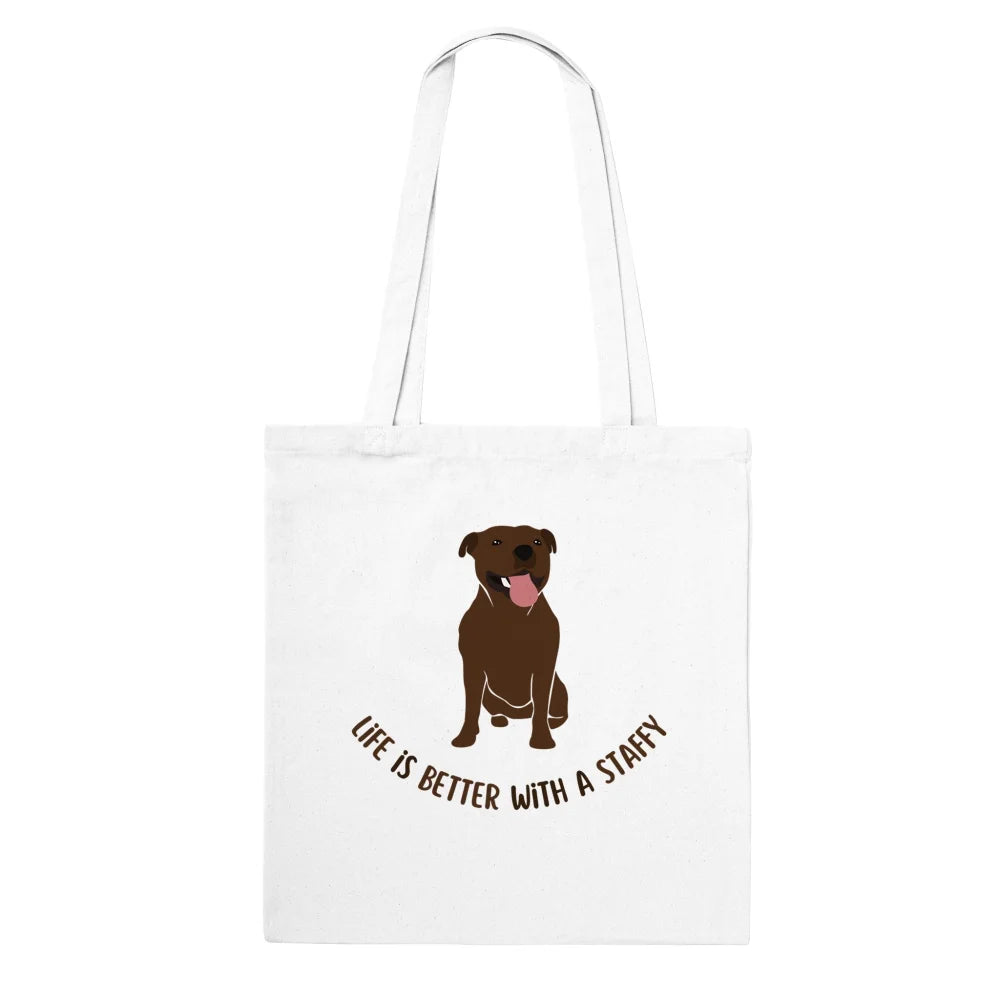 Tote Bag Life is Better - Staffy Marron 🤎 - White