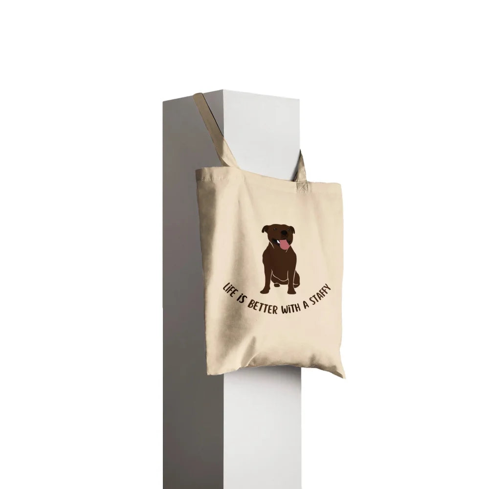 Tote Bag Life is Better - Staffy Marron 🤎 - Tote Bag
