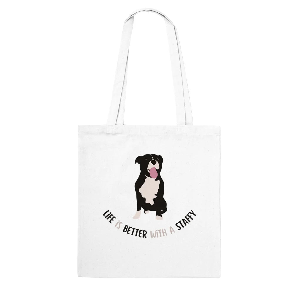 Tote Bag Life is Better - Staffy Noir & Blanc 🖤🤍
