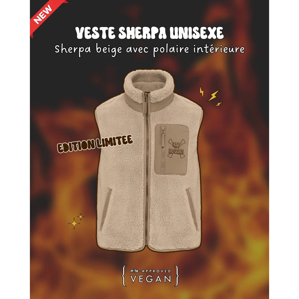 Veste Sherpa Sans Manches Bad Doggies ⚡ - Beige / XXS Veste