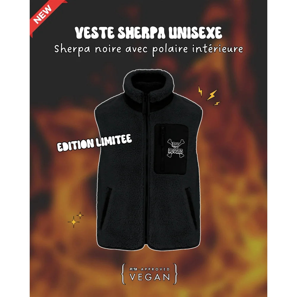 Veste Sherpa Sans Manches Bad Doggies ⚡ - Noir / XXS Veste