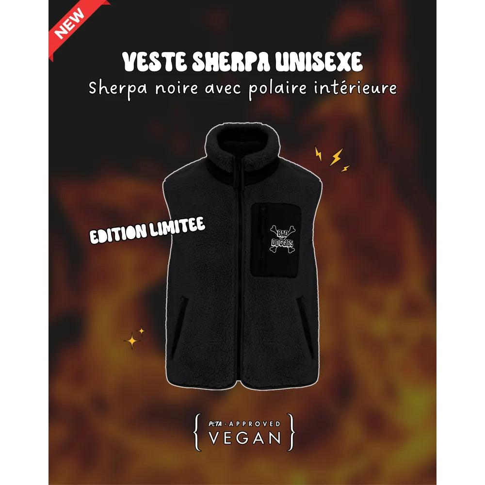 Sherpa Sans Manches Bad Doggies ⚡ - Noir / XXS Veste Sherpa