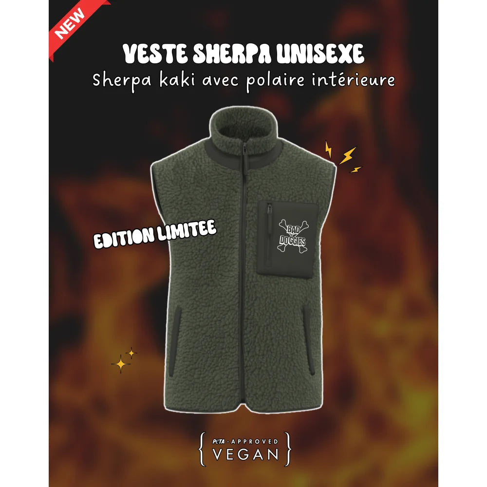 Sherpa Sans Manches Bad Doggies ⚡ - Kaki / XXS Veste Sherpa