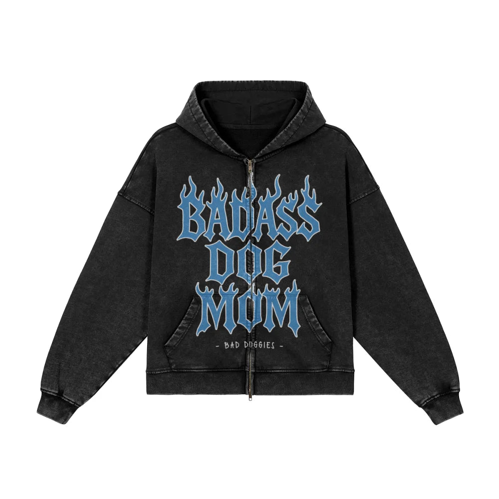 Veste Zippée Oversized - BADASS DOG MOM 💜 - Veste Zippée
