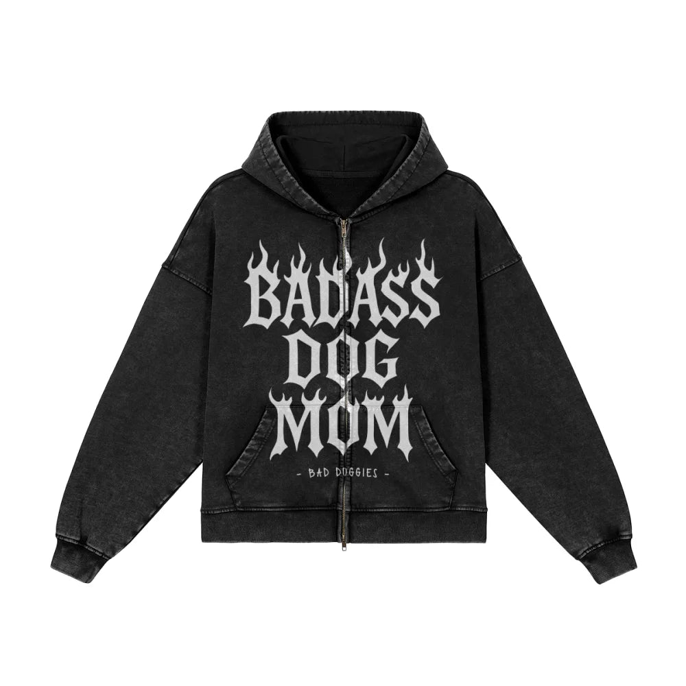 Veste Zippée Oversized - BADASS DOG MOM 💜 - Veste Zippée
