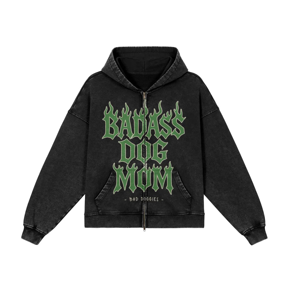 Veste Zippée Oversized - BADASS DOG MOM 💜 - Veste Zippée